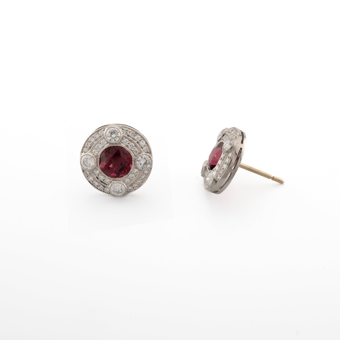 Diamond and Garnet Stud Earrings