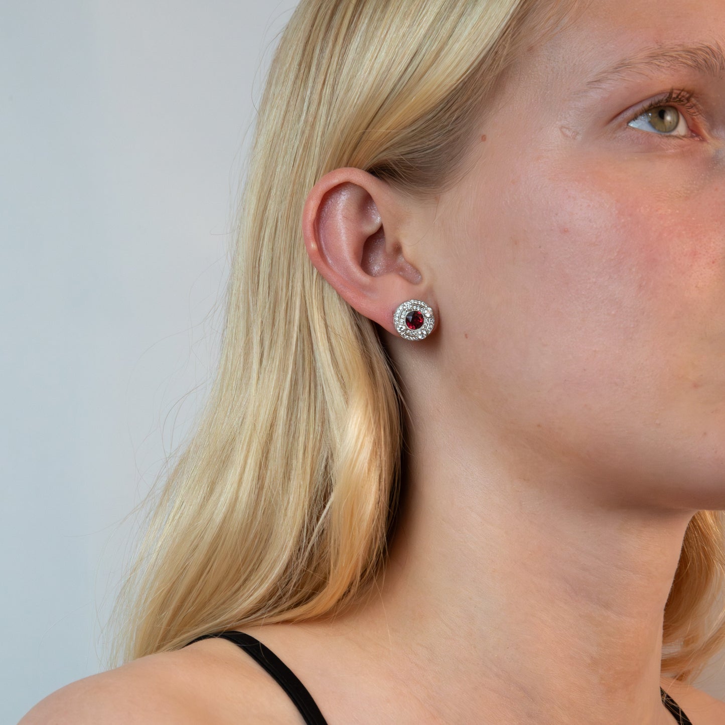 Diamond and Garnet Stud Earrings