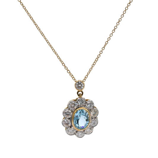 18ct Aquamarine and Diamond Cluster