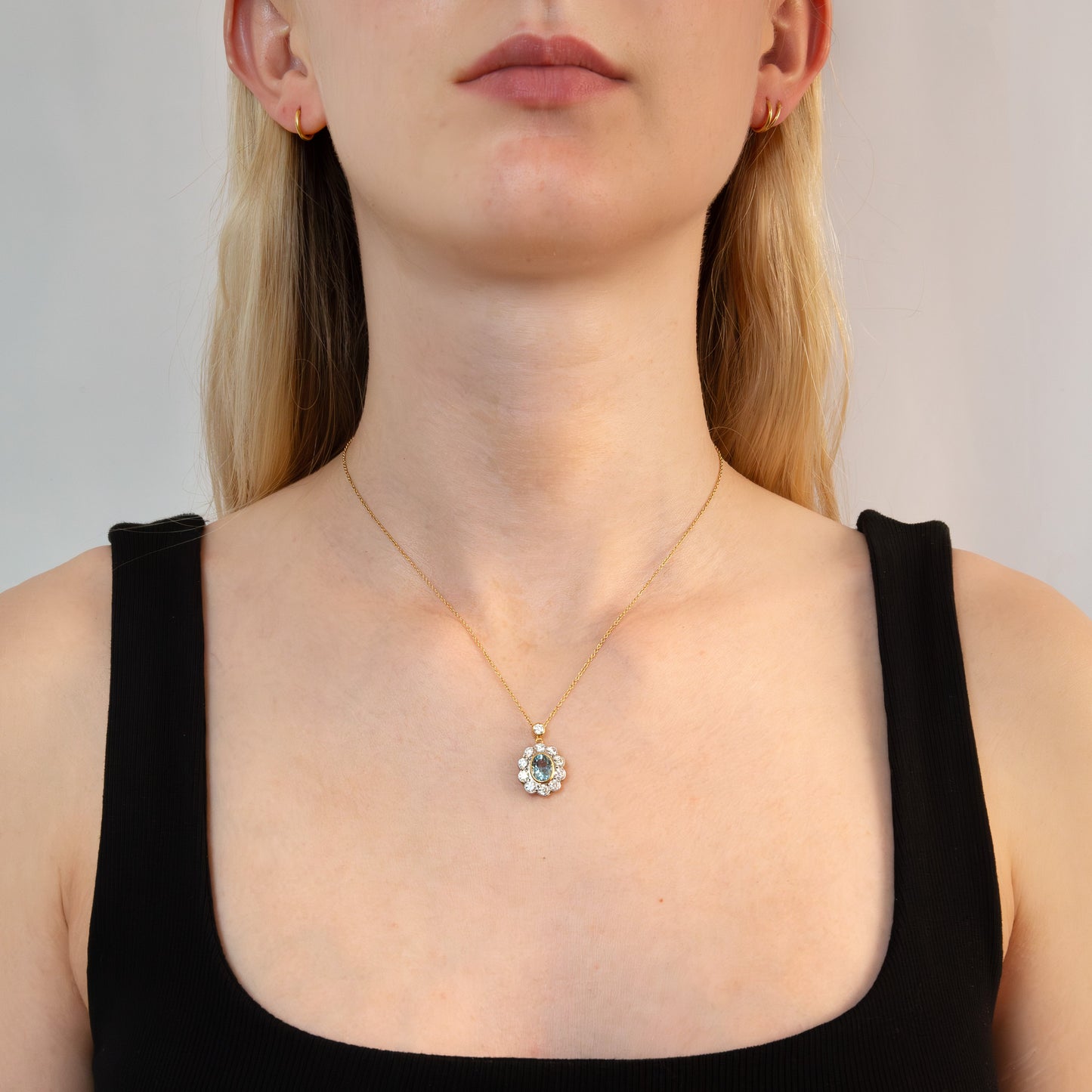 18ct Aquamarine and Diamond Cluster