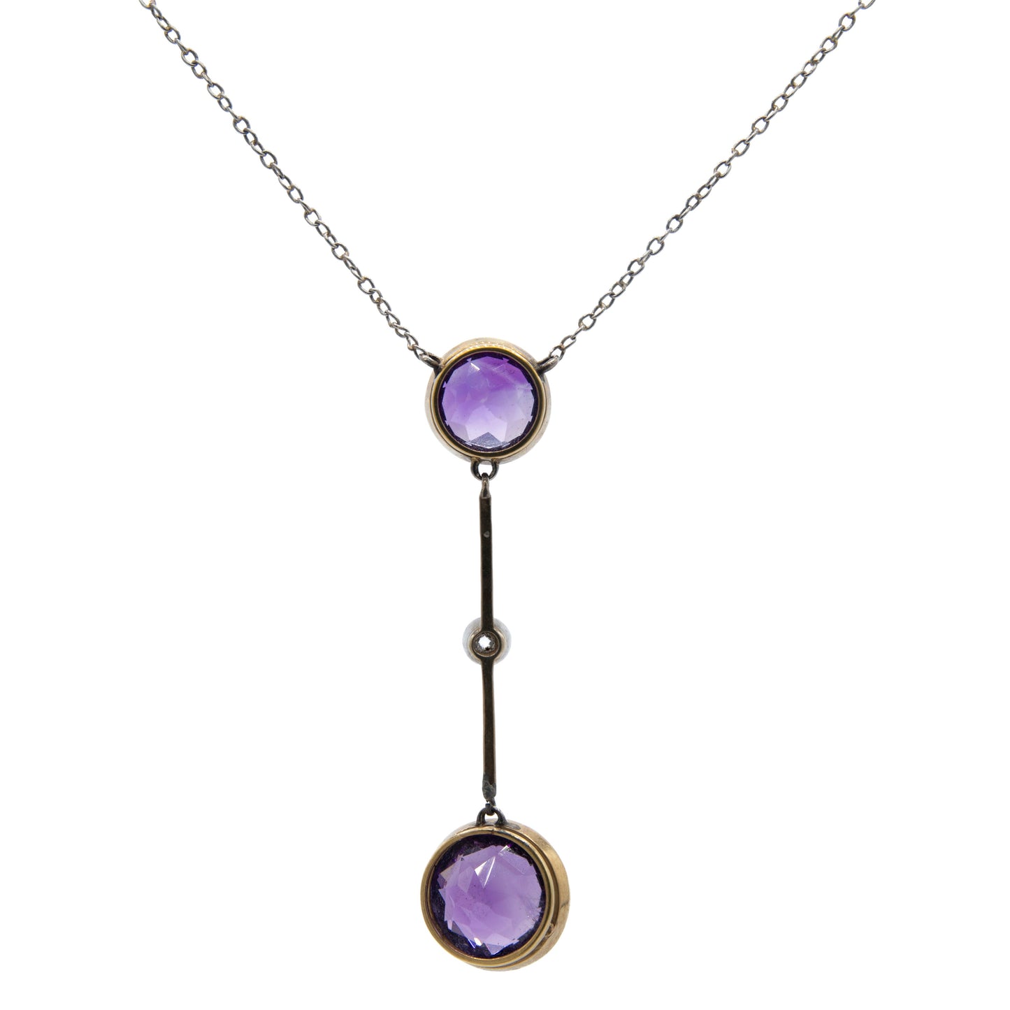 15ct Amethyst and Diamond Drop