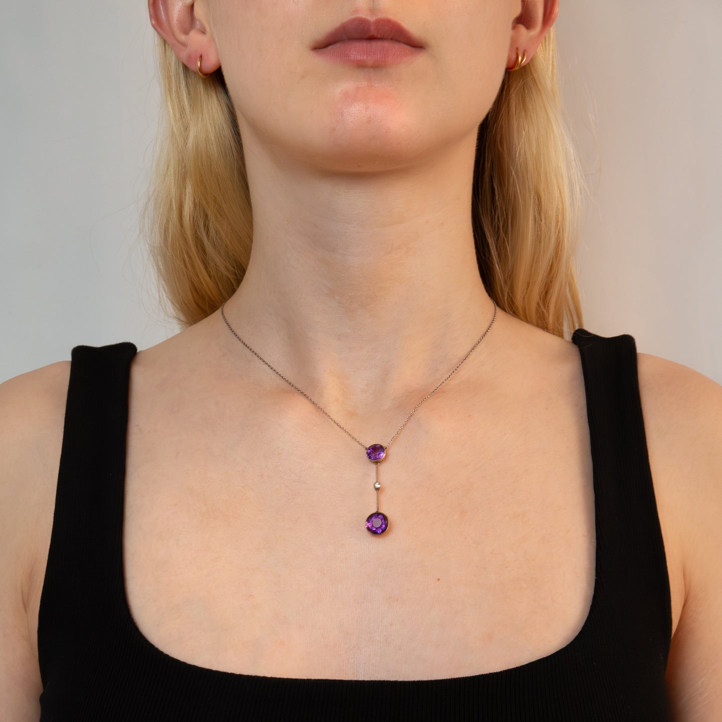 15ct Amethyst and Diamond Drop