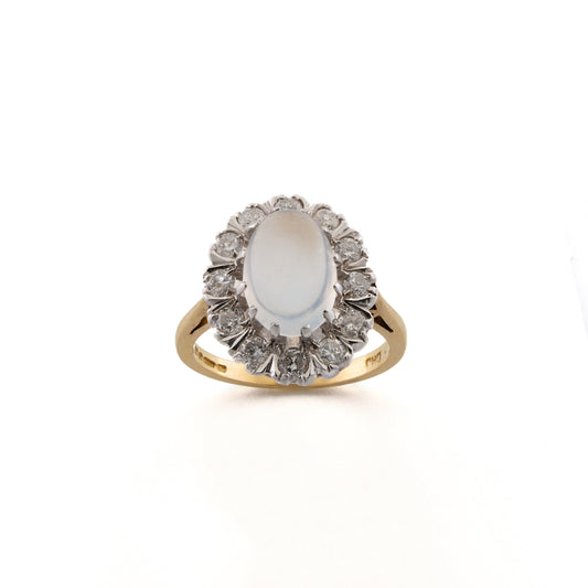 18ct Moonstone and Diamond Cluster Ring