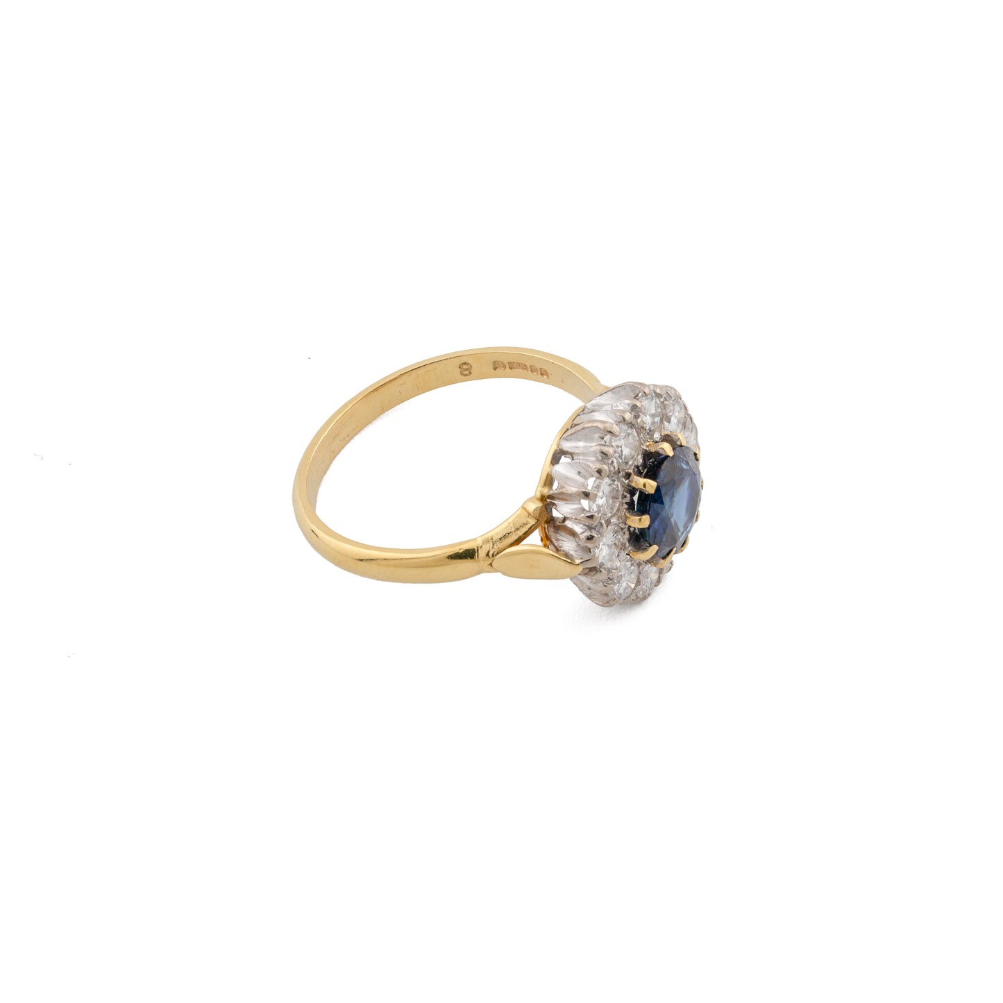Vintage 18ct Yellow Gold Sapphire and Diamond Cluster Ring