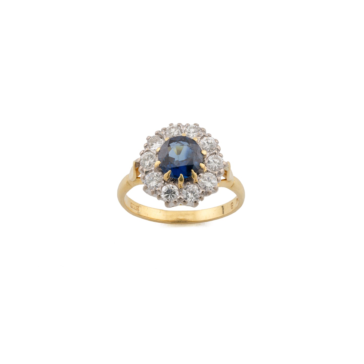 Vintage 18ct Yellow Gold Sapphire and Diamond Cluster Ring