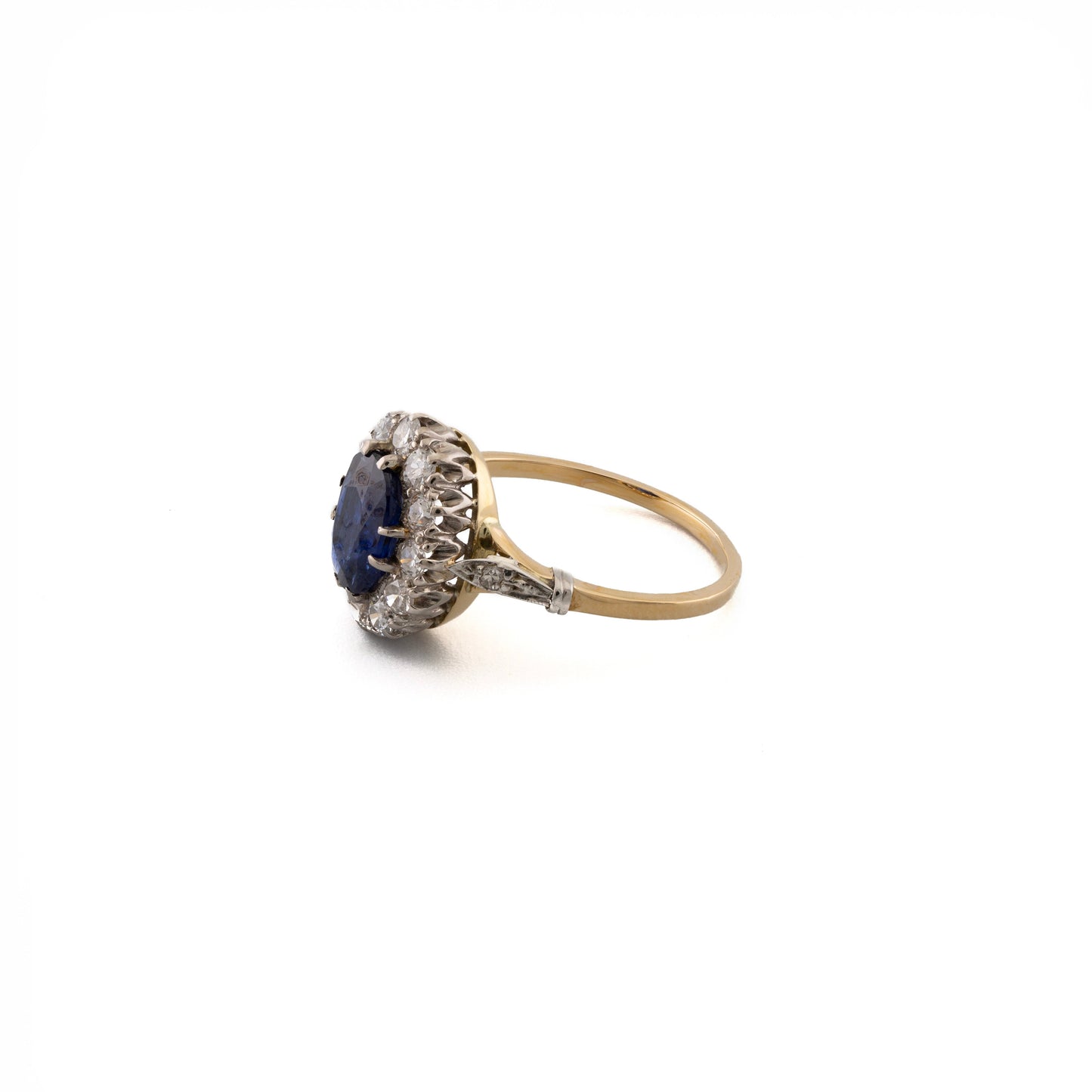 18ct Platinum Topped Sapphire and Diamond Cluster Ring