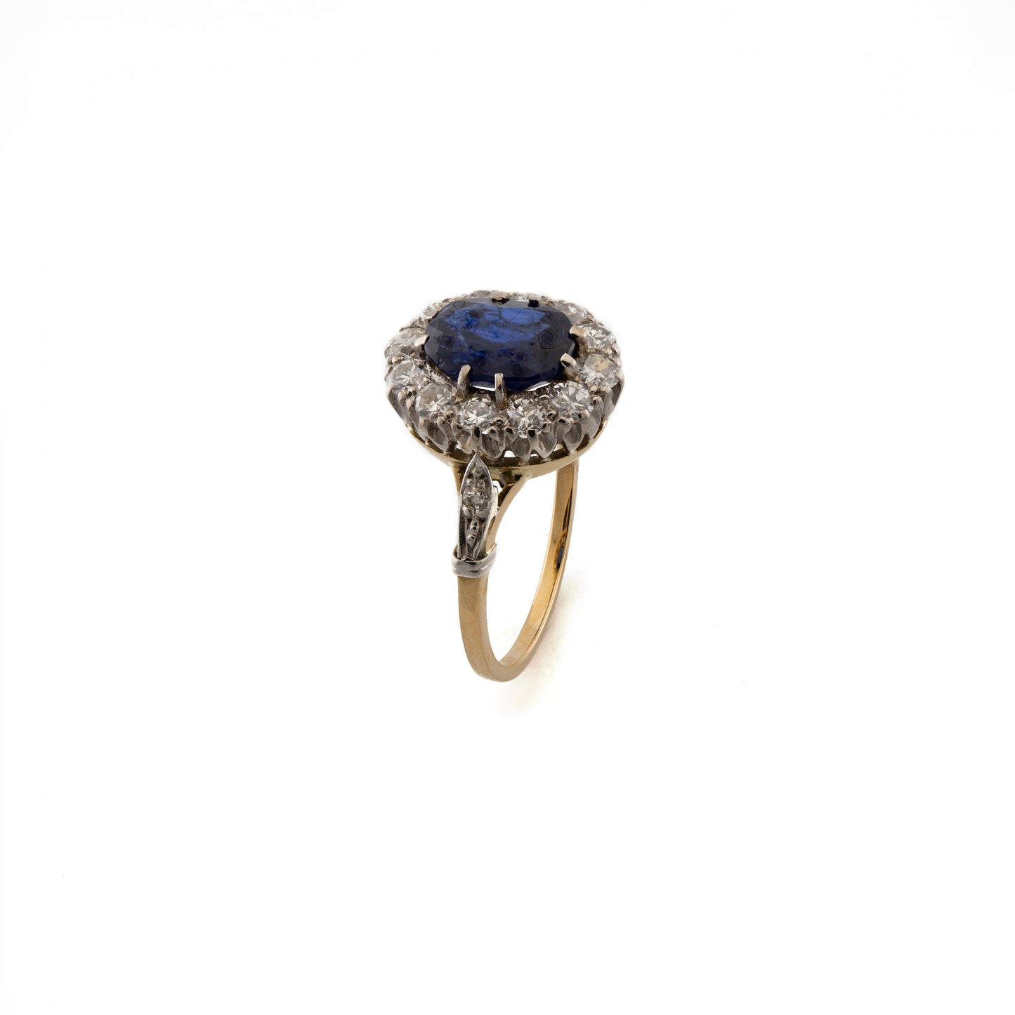18ct Platinum Topped Sapphire and Diamond Cluster Ring