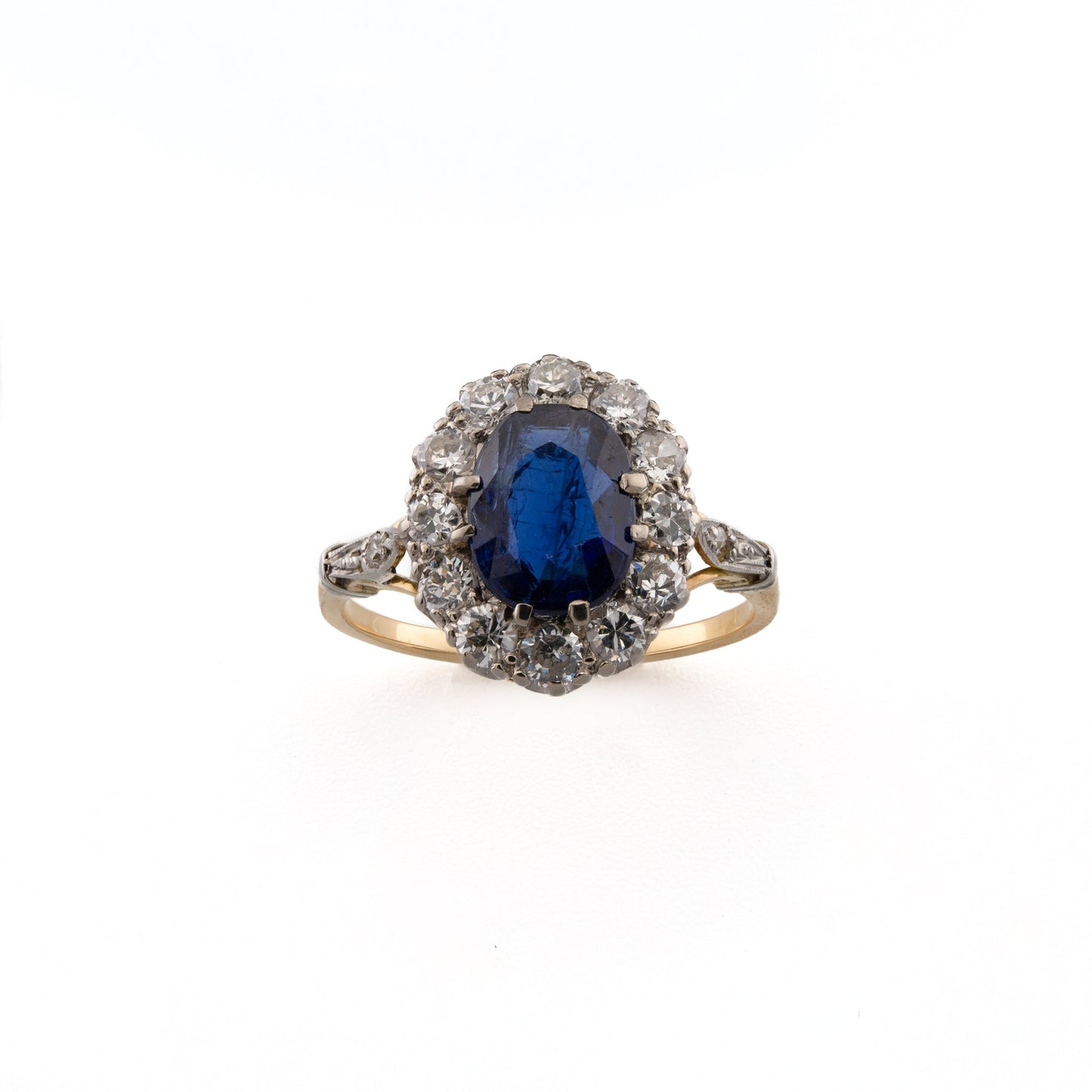 18ct Platinum Topped Sapphire and Diamond Cluster Ring