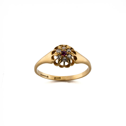 18ct Ruby and Diamond Flower Ring