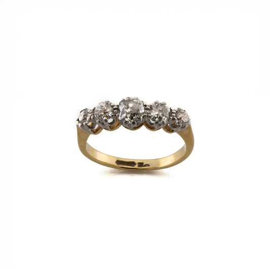 18ct Old Mine Cut Diamond Five Stone