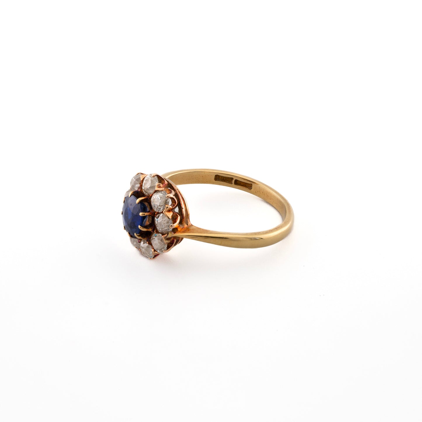 18ct Sapphire Daisy Flower and Diamond Ring