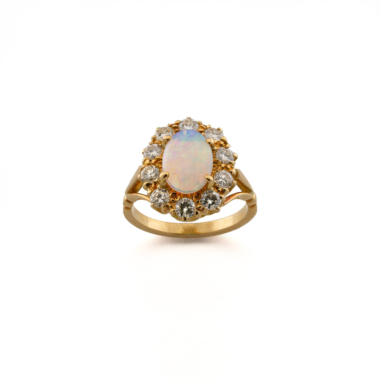 18ct Oval Opal and Diamond Cluster Ring