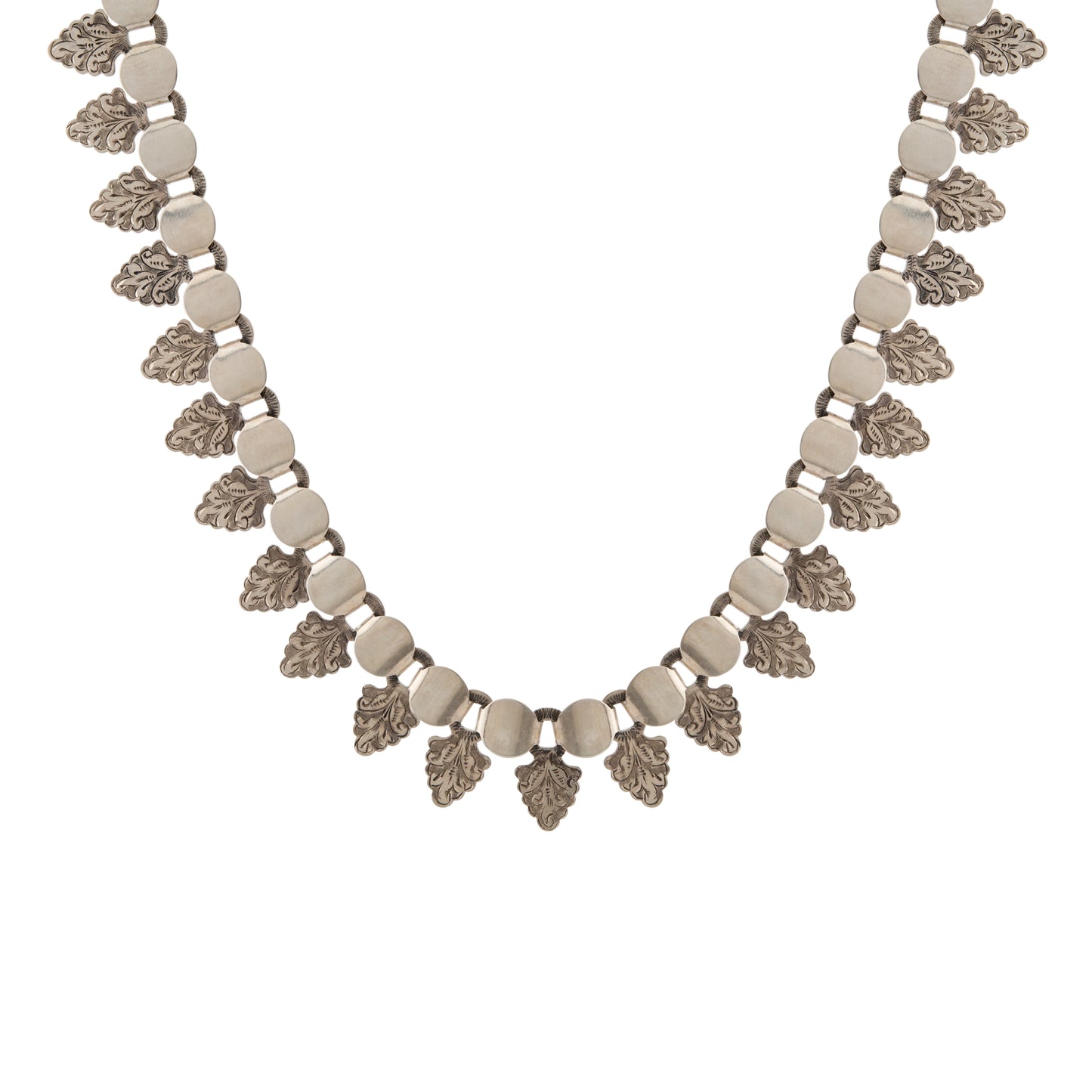 Victorian Silver Acanthus Leaf Fringe Necklace