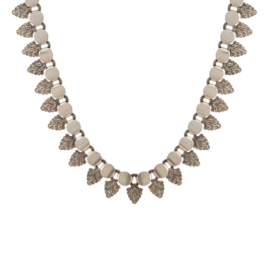 Victorian Silver Acanthus Leaf Fringe Necklace