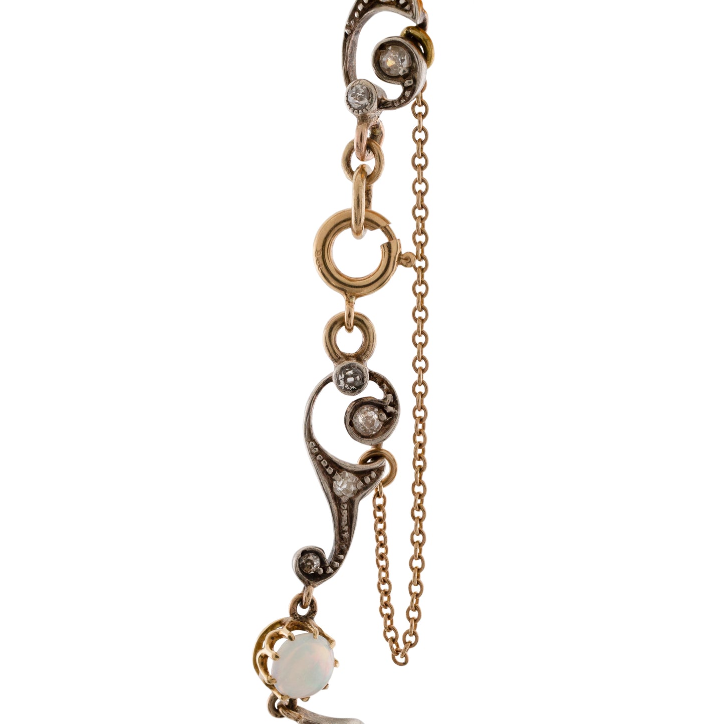 Edwardian 9ct Gold and Silver Opal and Diamond Bracelet