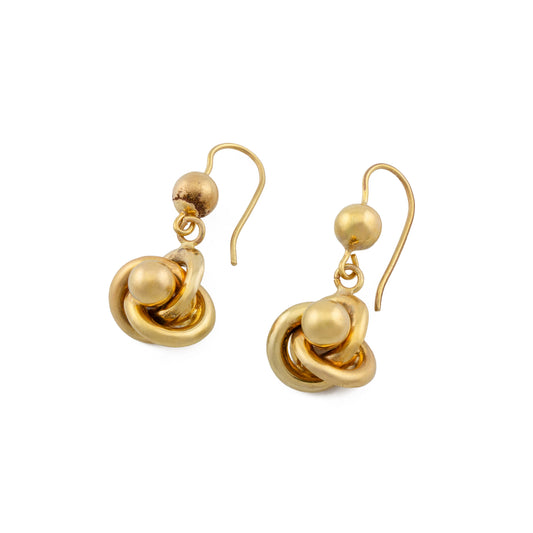 Victorian 9ct Gold Knot Drop Earrings