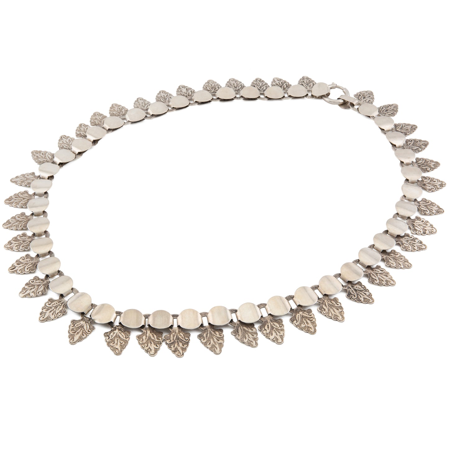 Victorian Silver Acanthus Leaf Fringe Necklace