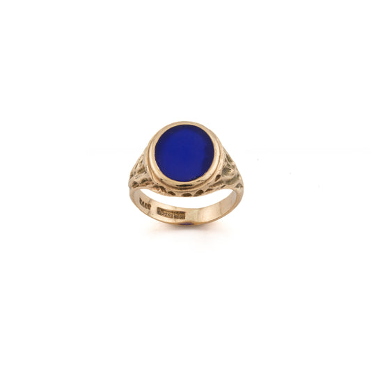 9ct Etched Lapis Signet