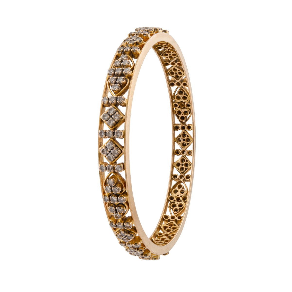 Vintage 18ct Gold Diamond Openwork Bangle
