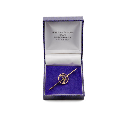 Antique 9ct Rose Gold Seed Pearl Initial 'D' Bar Brooch c.1900