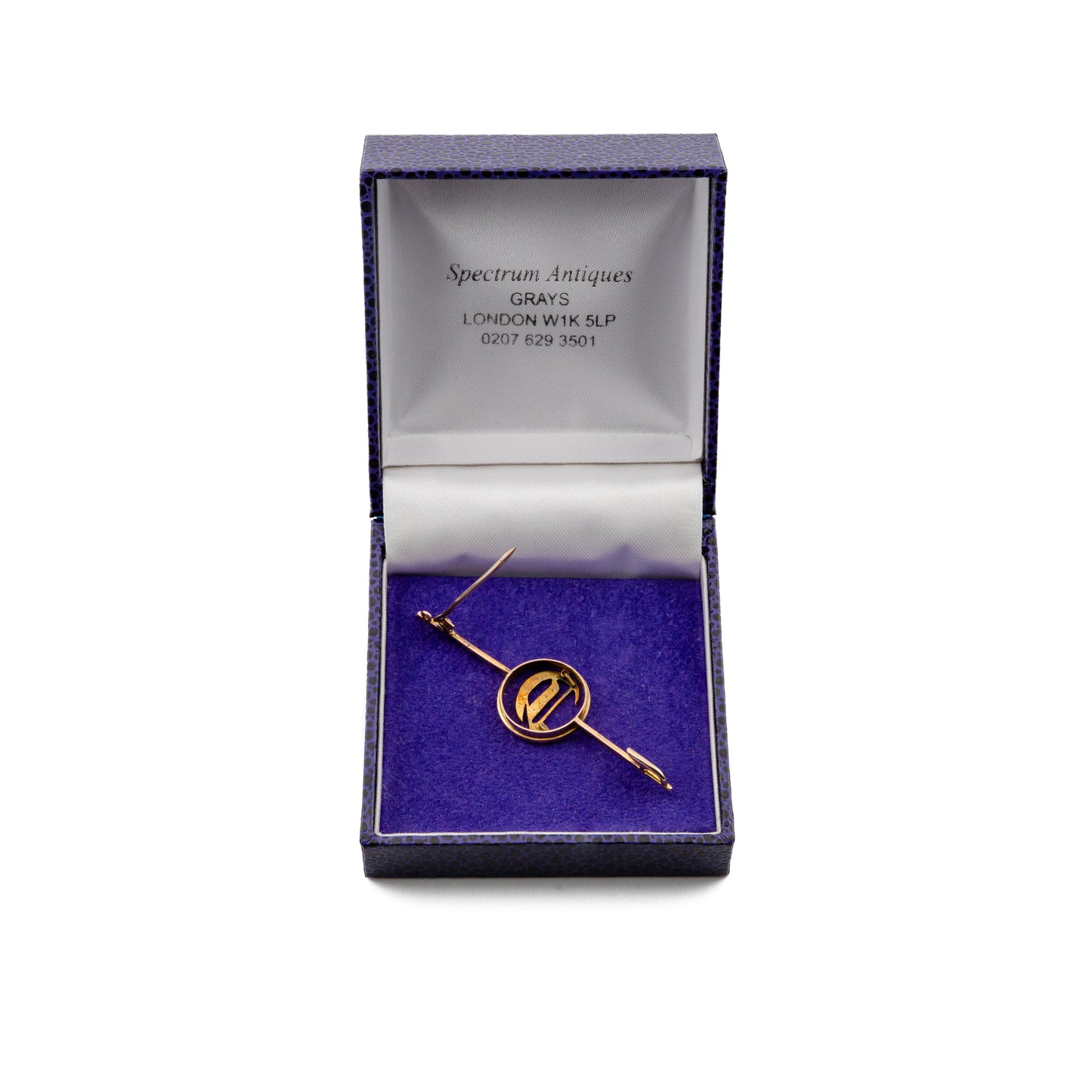 Antique 9ct Rose Gold Seed Pearl Initial 'D' Bar Brooch c.1900