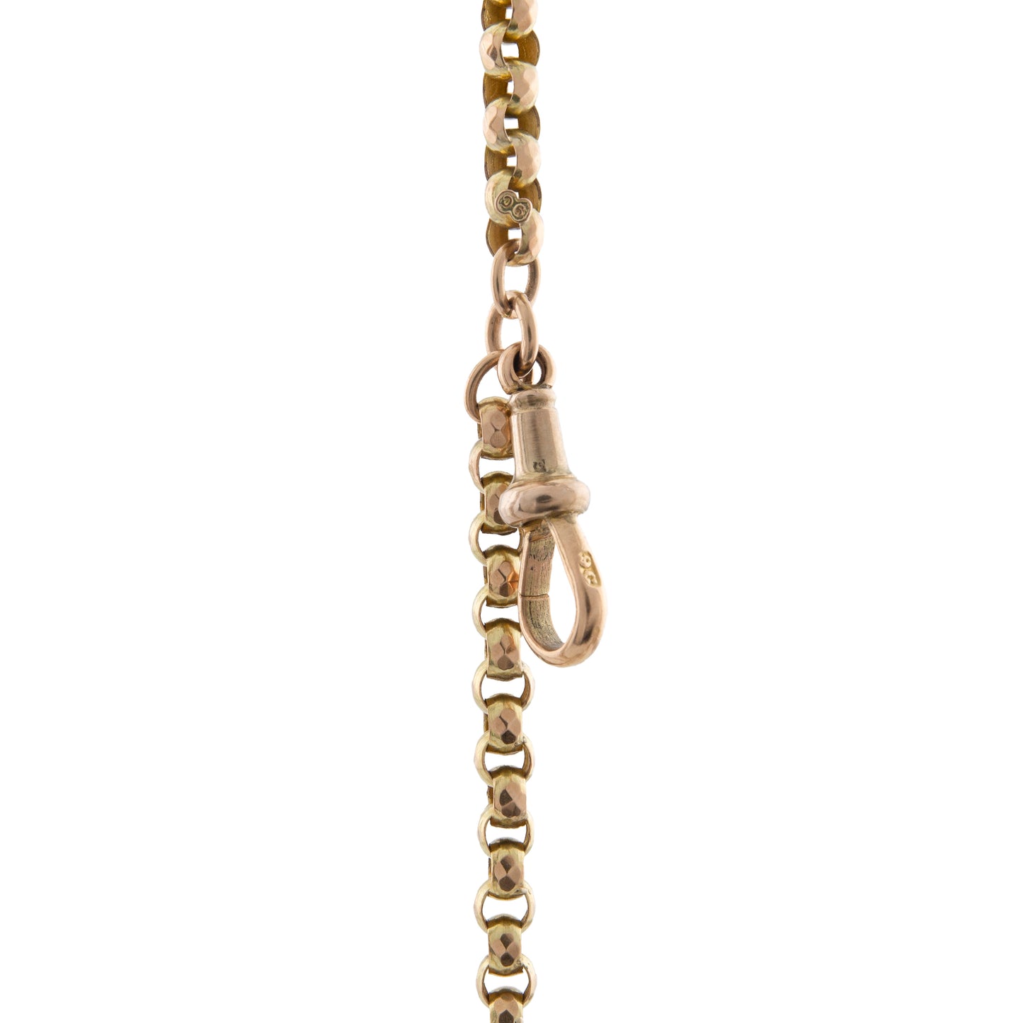 Antique 9ct Gold Faceted Belcher Guard Chain with Dog Clip c.1900