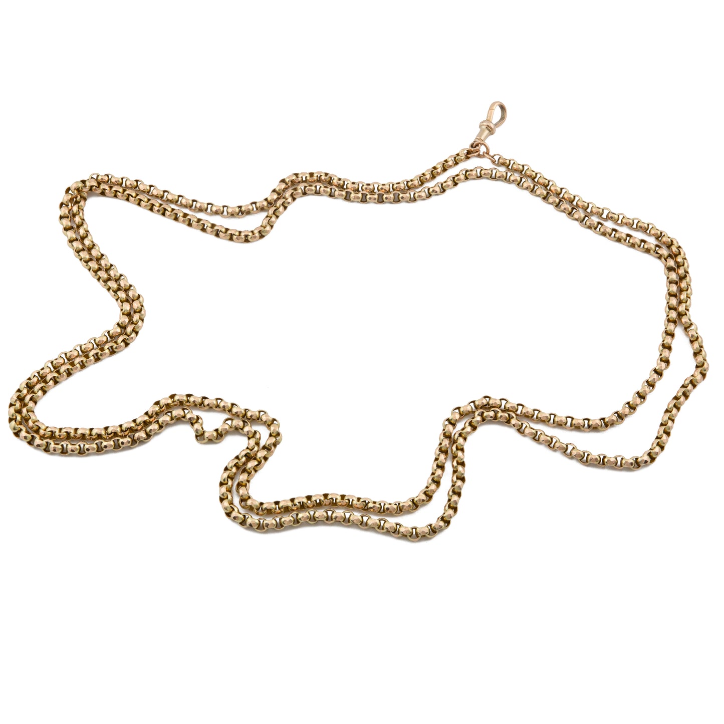 Antique 9ct Gold Faceted Belcher Guard Chain with Dog Clip c.1900