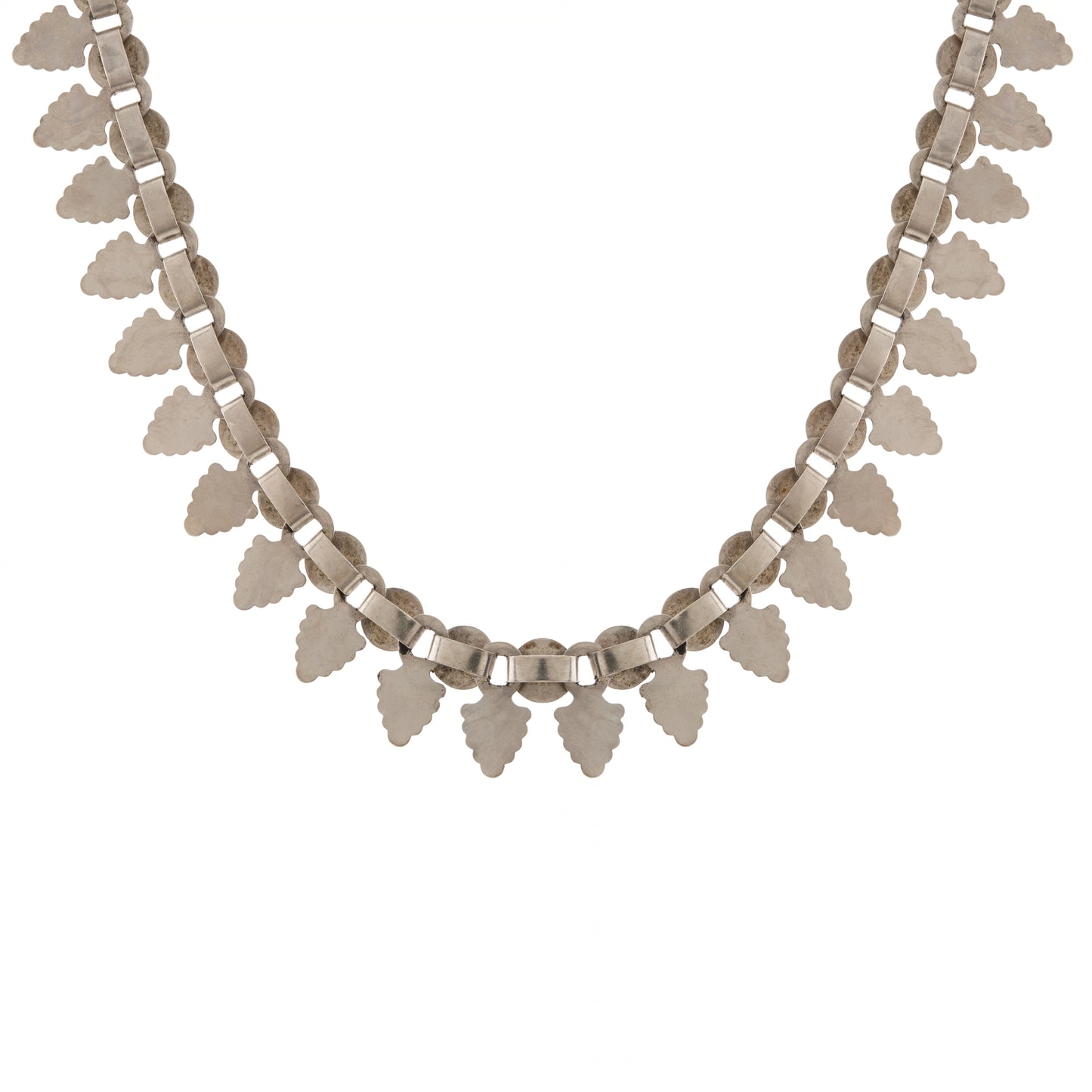 Victorian Silver Acanthus Leaf Fringe Necklace