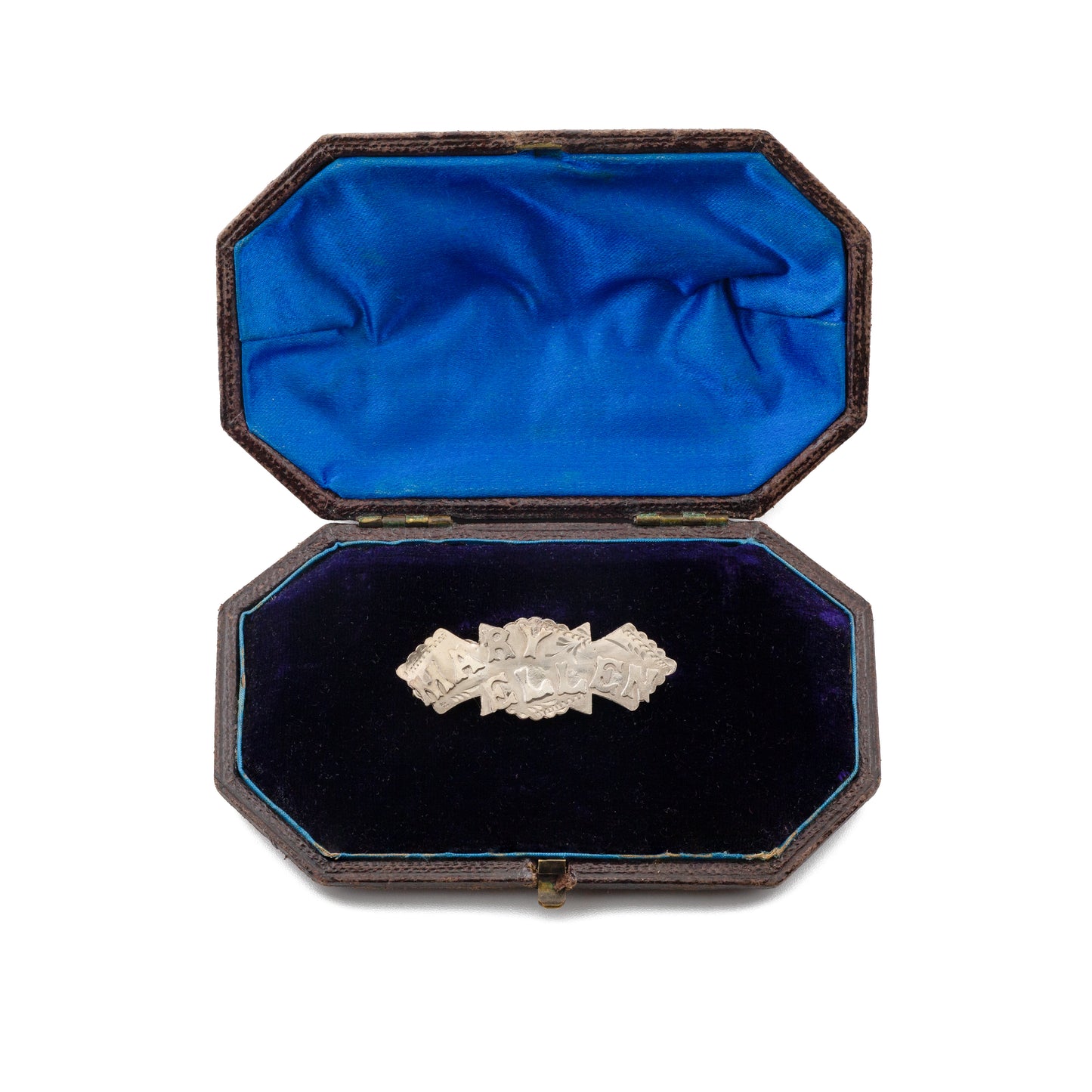 Antique Silver 'Mary Ellen' Double Name Brooch, Chester 1905