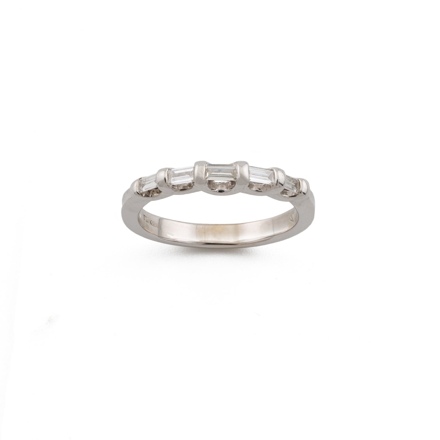 18ct White Gold Half-Eternity Band with Baguette Diamonds