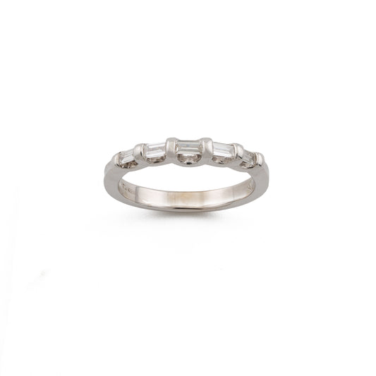 18ct White Gold Half-Eternity Band with Baguette Diamonds