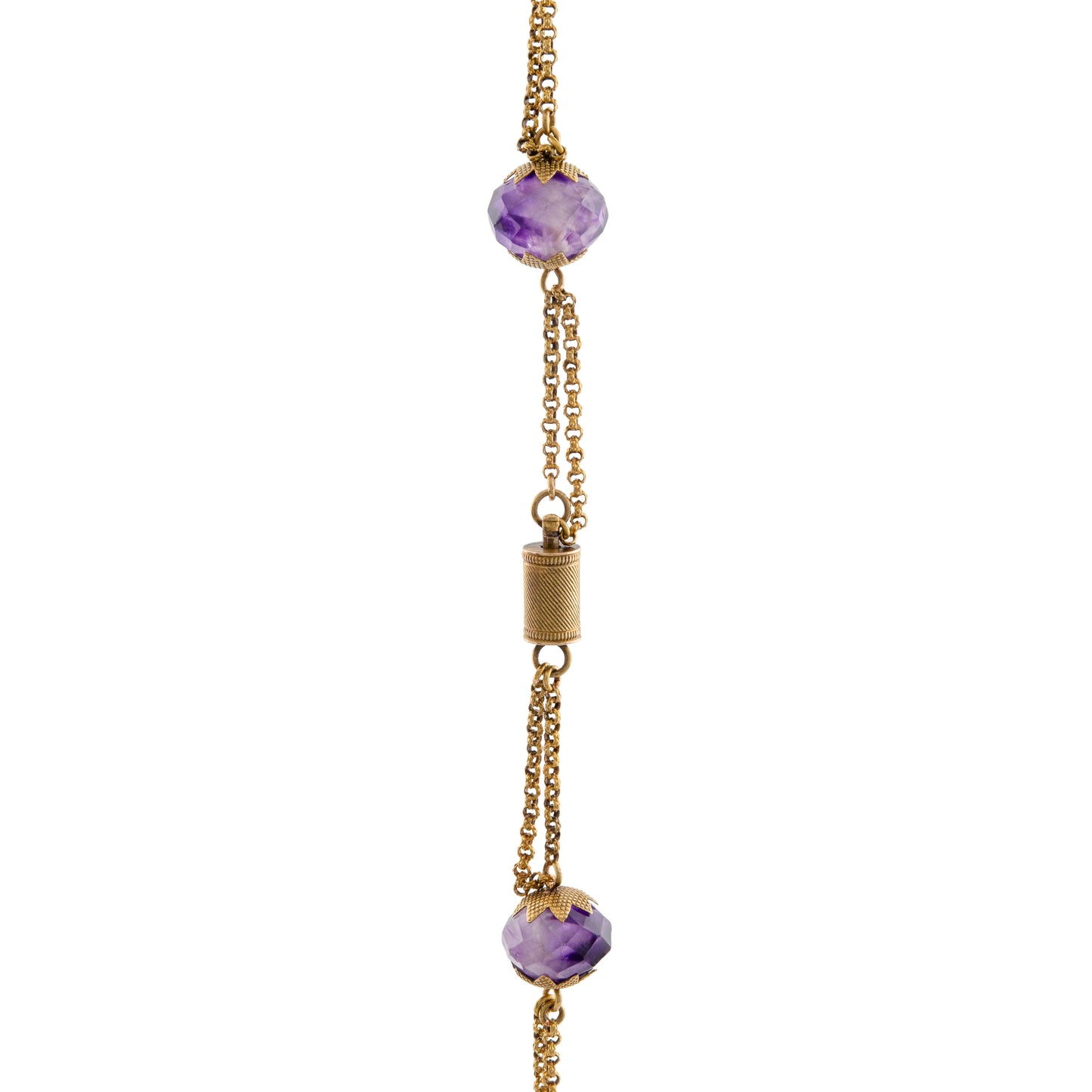 Victorian 15ct Gold Faceted Amethyst Station Necklace