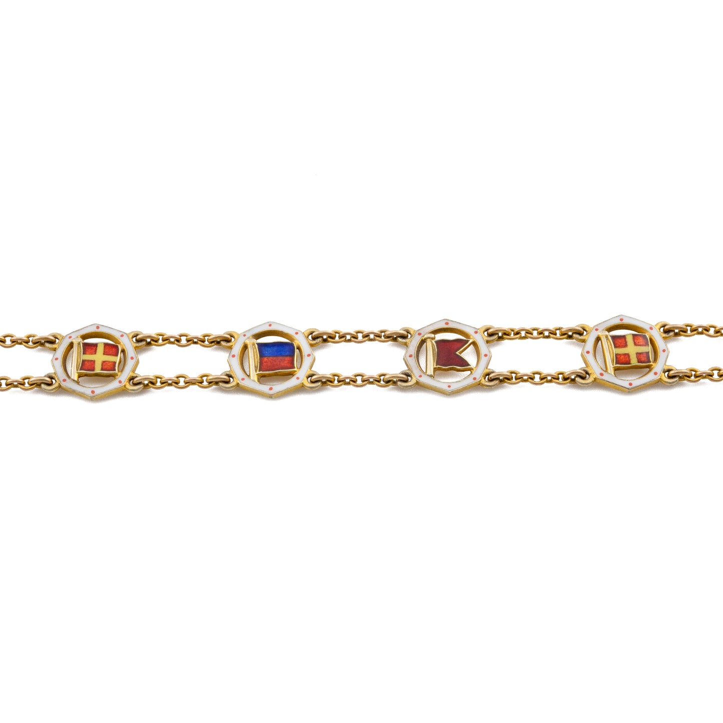 Vintage 9ct Gold Enamel Yacht Club Flag Bracelet by Benzie of Cowes