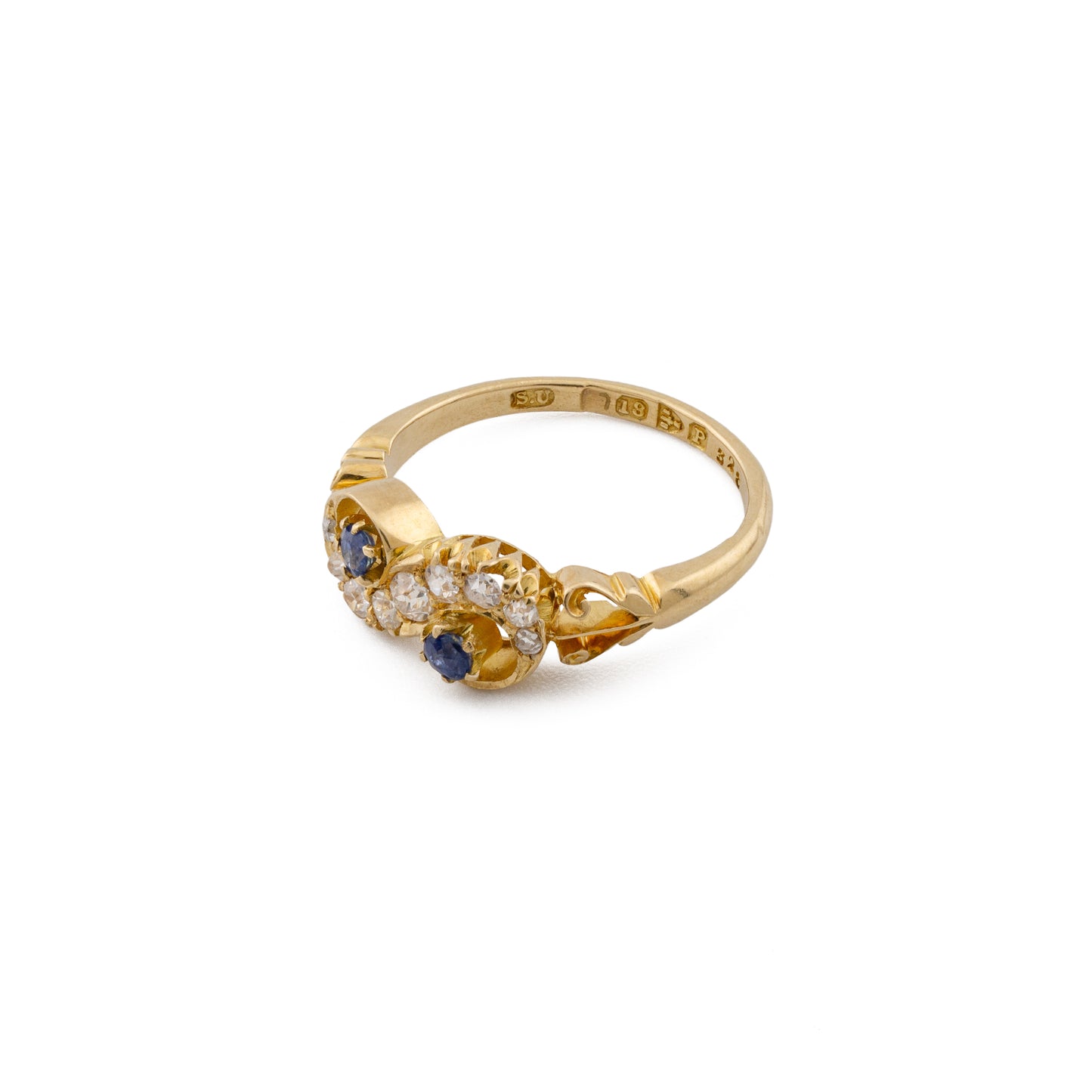 Victorian Sapphire and Diamond "Toi et Moi" Twist Ring in 18ct Gold