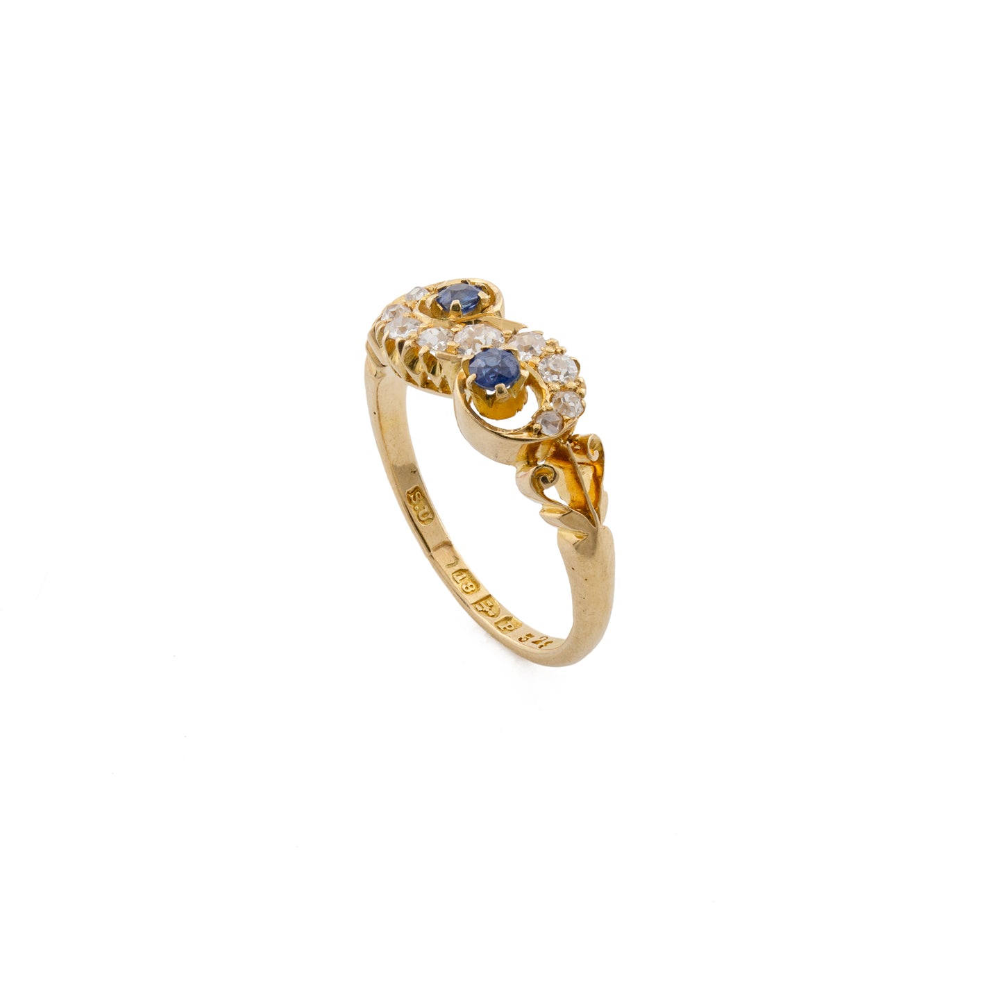 Victorian Sapphire and Diamond "Toi et Moi" Twist Ring in 18ct Gold