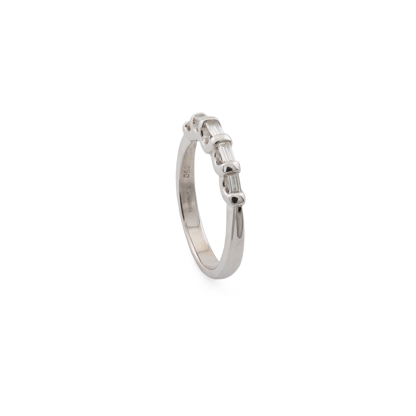 18ct White Gold Half-Eternity Band with Baguette Diamonds