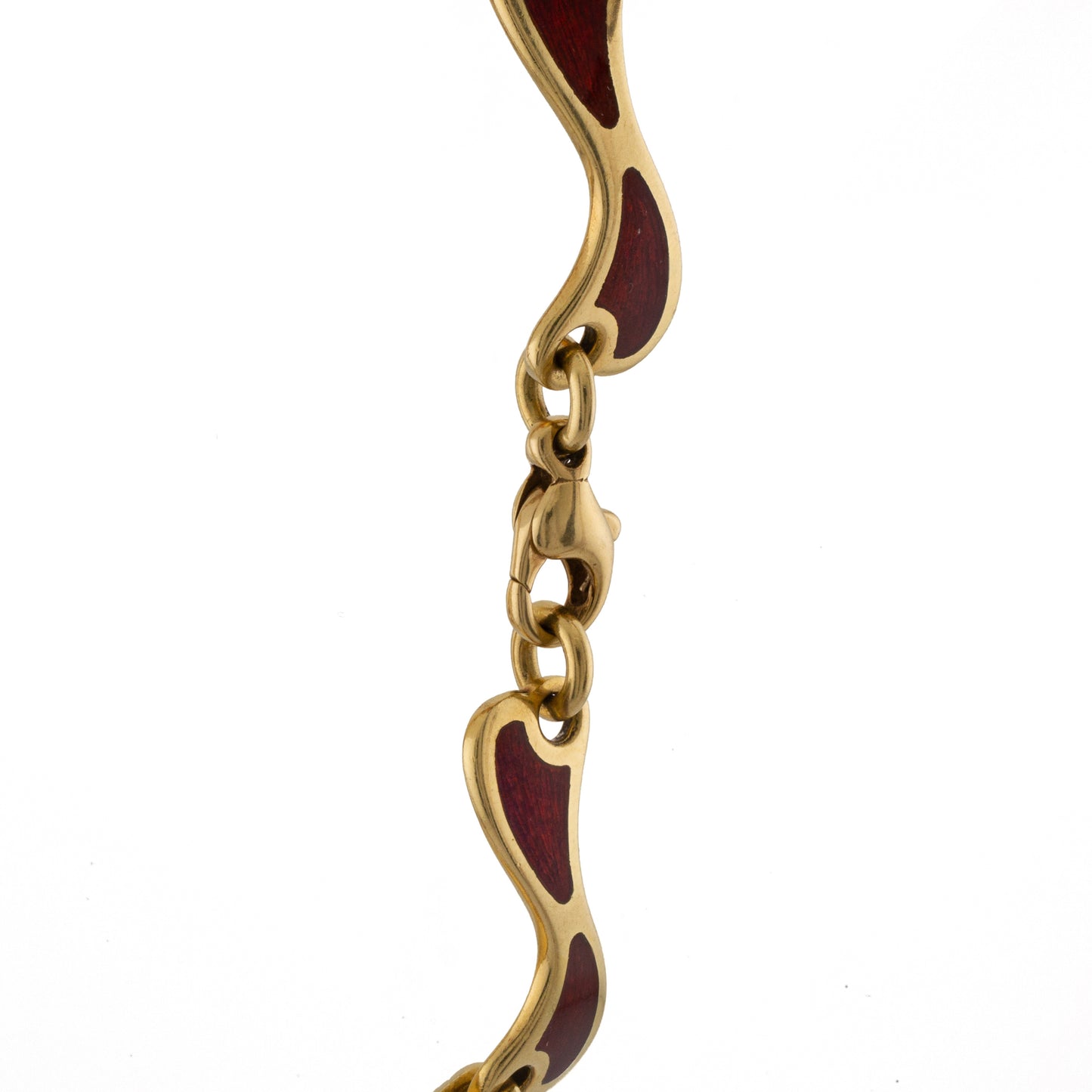 Simon Benney 18ct Gold & Red Enamel Modernist Bracelet