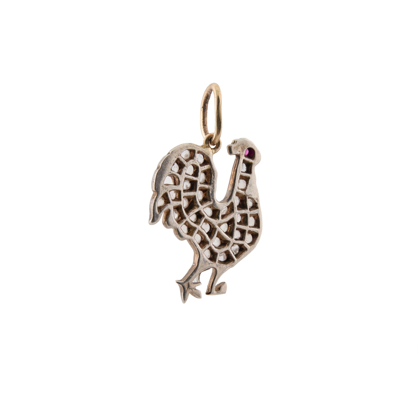 Art Deco Diamond and Platinum Cockerel Pendant in 15ct Gold