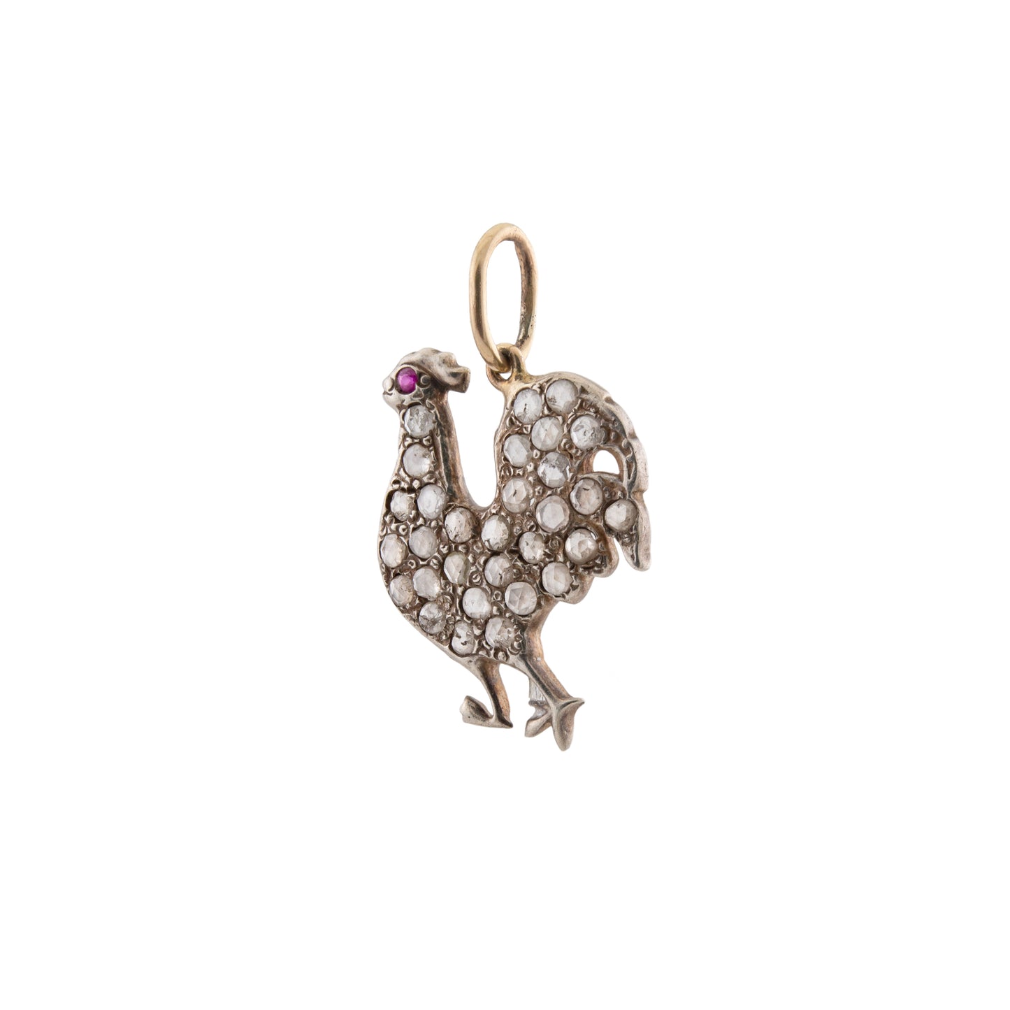 Art Deco Diamond and Platinum Cockerel Pendant in 15ct Gold