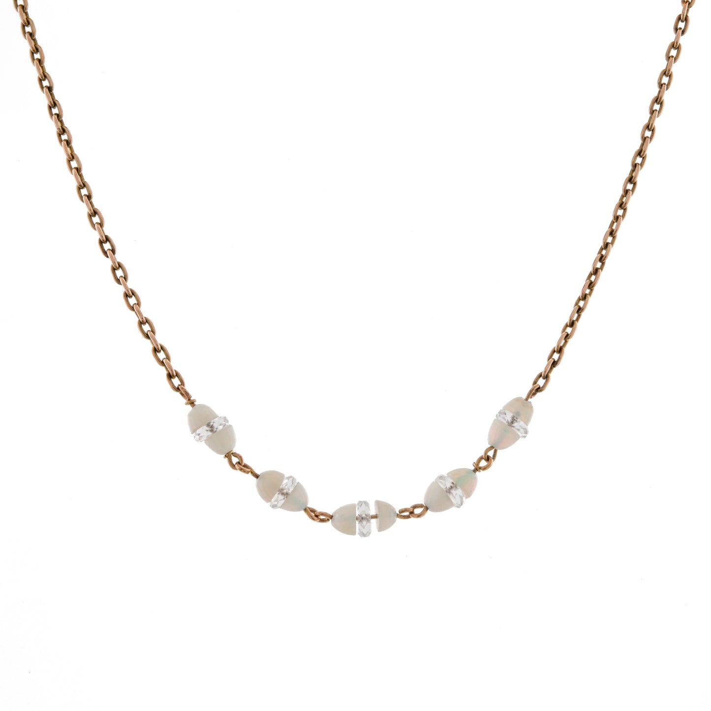 Gold Opal and Rock Crystal Necklace