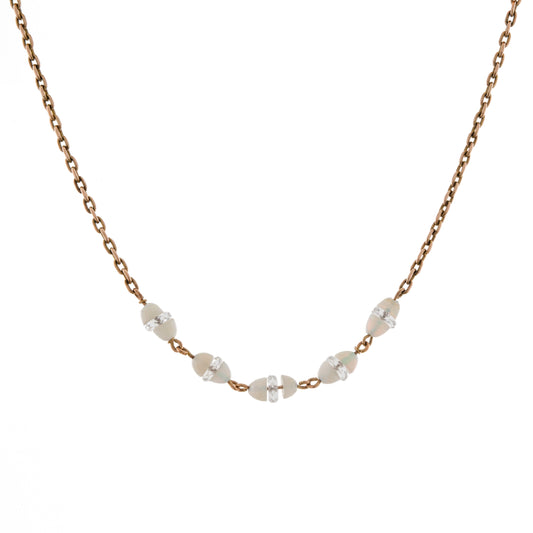Gold Opal and Rock Crystal Necklace
