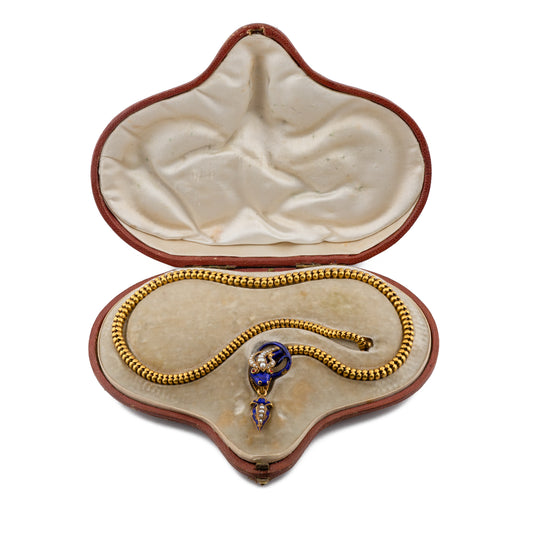Georgian 18ct Gold Enamel Snake Necklace