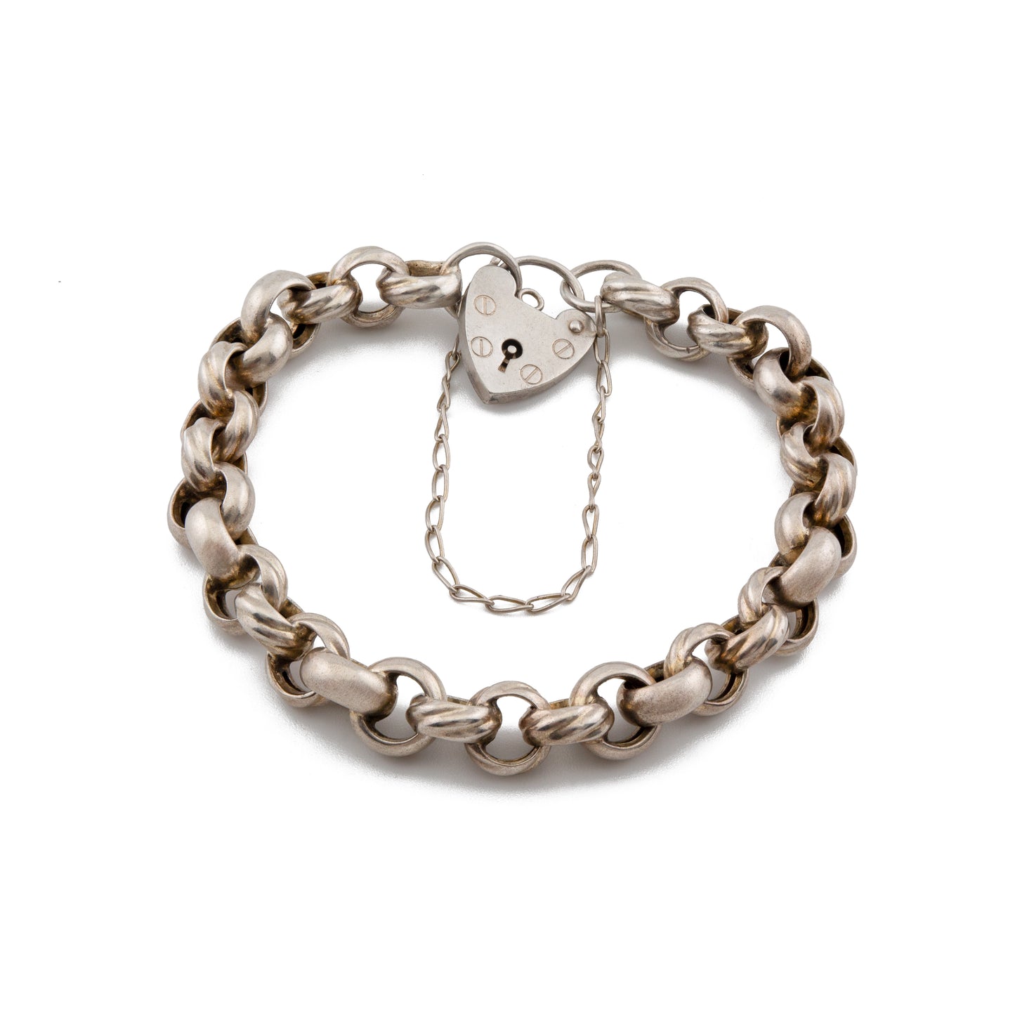 Vintage Silver Belcher Padlock Bracelet
