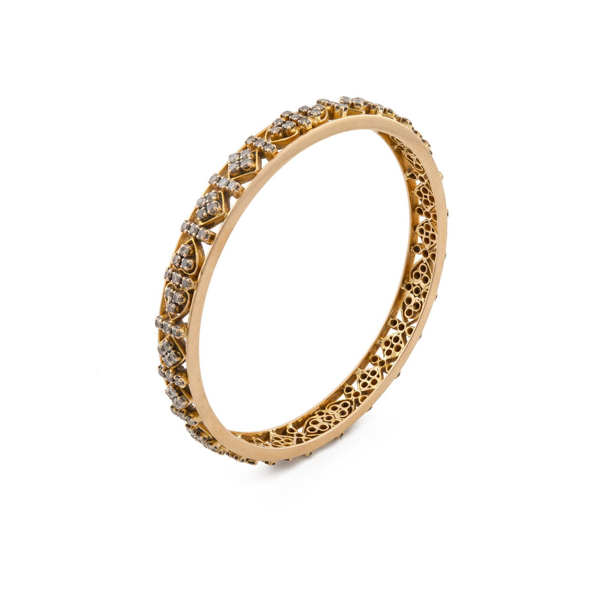 Vintage 18ct Gold Diamond Openwork Bangle
