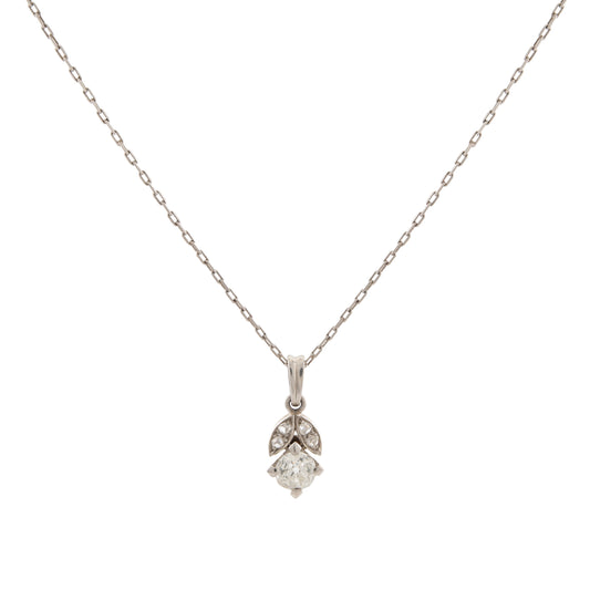 Edwardian 15ct Gold and Platinum Diamond Pendant Necklace