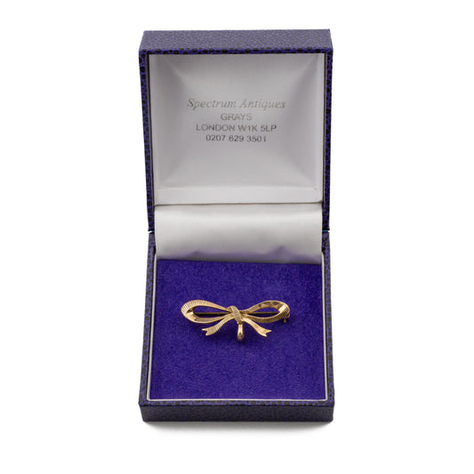Vintage 9ct Gold Ribbon Bow Brooch, Birmingham 1973
