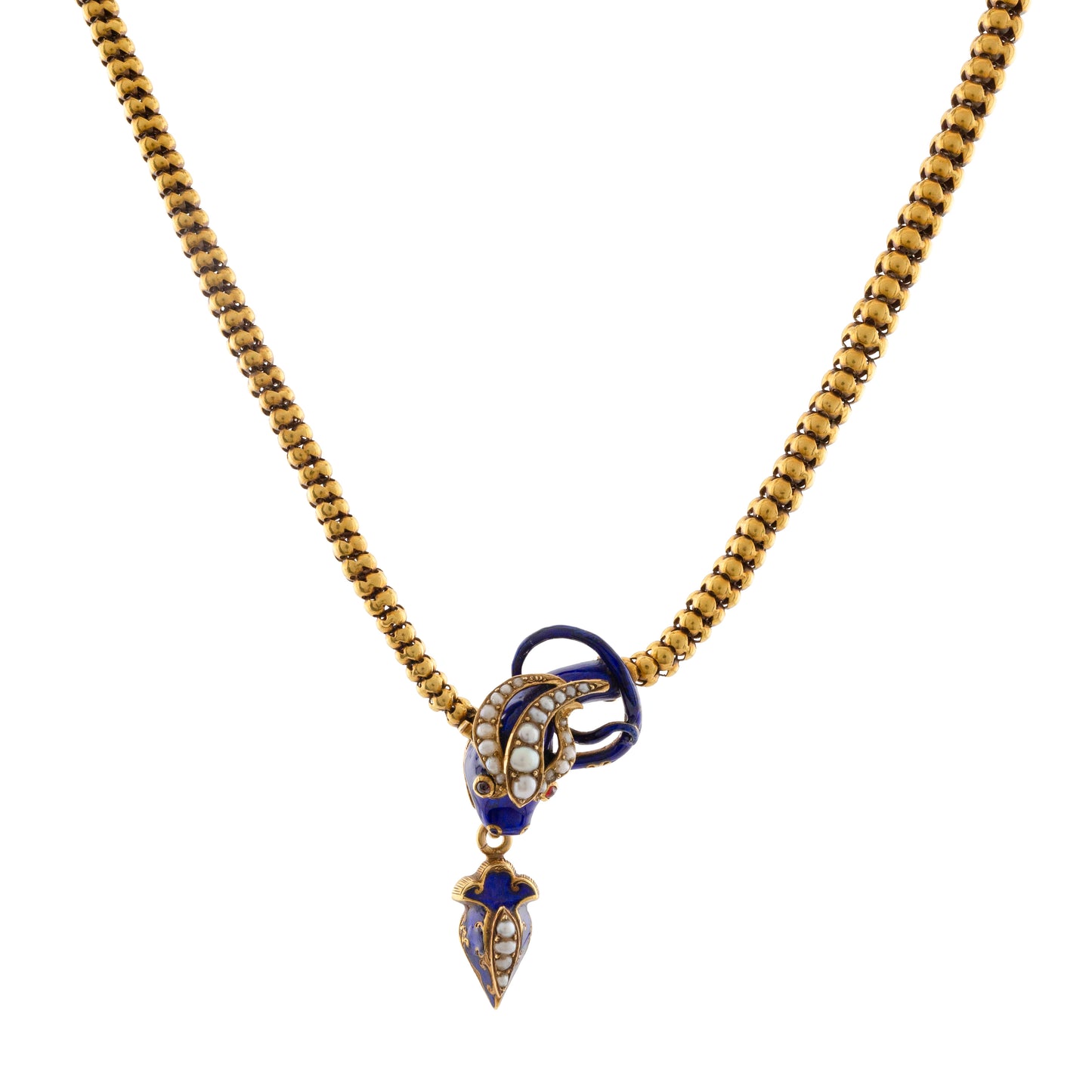 Georgian 18ct Gold Enamel Snake Necklace