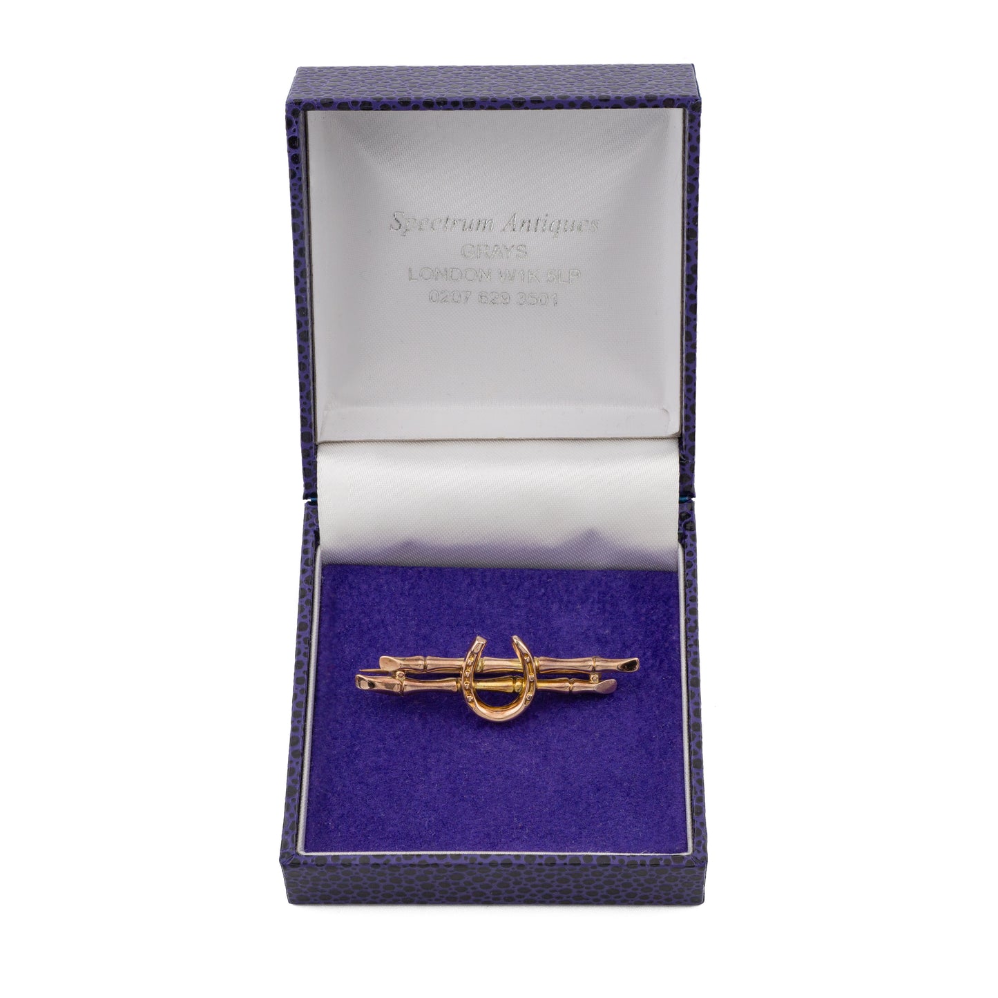 Antique 9ct Rose Gold Horseshoe and Bamboo Bar Brooch, Birmingham 1901