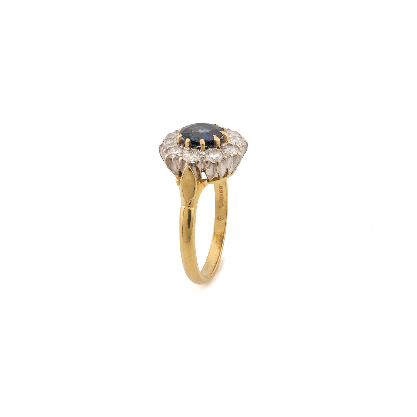 Vintage 18ct Yellow Gold Sapphire and Diamond Cluster Ring