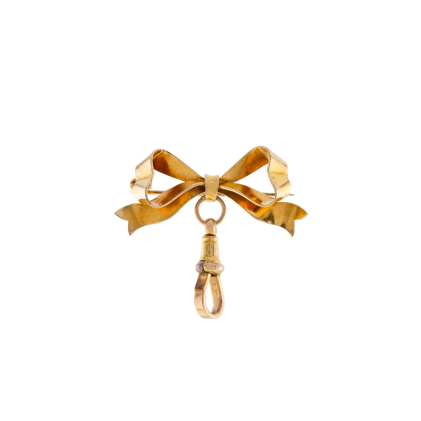 Ribbon Bow Brooch with Albert Clip in 9ct Gold